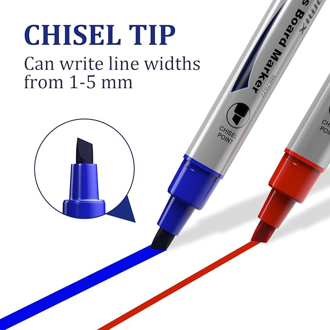 Comix Glass Board Dry Erase Markers, Low Odor Whiteboard Markers, Chisel Tip, 4 Assorted Colors, 12 Pack-DeskLoop Office