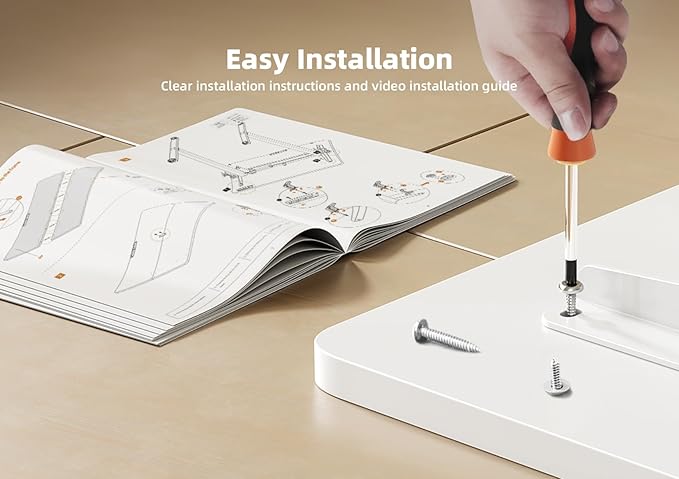YDN Standing Desk with Keyboard Tray, 48 Inch Height Adjustable Desk with Cable Management, White Stand Up Desks for Home and Office, White-DeskLoop Office