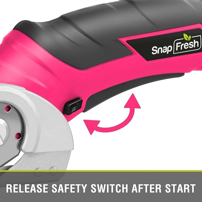 SnapFresh Cordless Electric Scissors- 4V Mini Cardboard Cutter for Boxes, Carpet, Paper – Rotary Cutter for DIY Projects, Safety Box Cutter with Battery & Type-C Cable(Hot Pink)-DeskLoop Office
