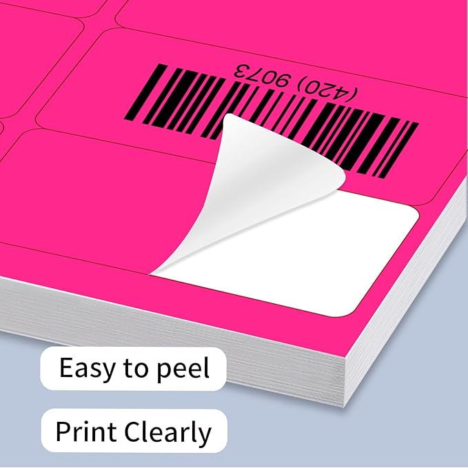 STARLIBOO 2" x 4" Colored Labels Stickers Fluorescent Bright Moving Labels for Laser/Inkjet Printer, Permanent Adhesive-DeskLoop Office