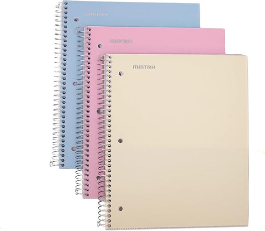 Mintra Office Durable Spiral Notebooks, 1 Subject, (Spring Pink, Sun Yellow, Arctic Ice, College Ruled 3pk)-DeskLoop Office