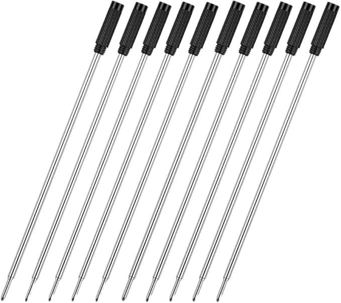 MengRan 4.5'' Ballpoint Ink Pen Refills for Twist Pens,1mm Medium Tip, Compatible with Cross Pen Refills (8513)(10 Pcs Black Ink)-DeskLoop Office
