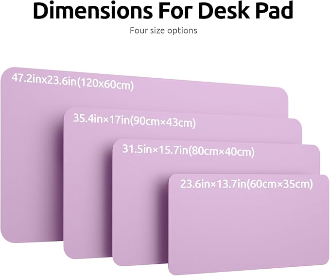 YSAGi Leather Desk Protector, Office Mat, Large Mouse Mat, Non-Slip PU Leather Blotter, Laptop Pad, Waterproof Writing Pad for Office and Home (Taro Purple, 31.5" x 15.8")