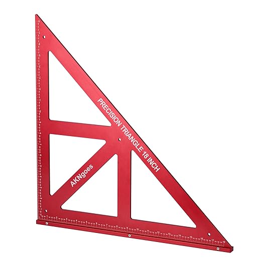Precision Triangle Square 18inch, Metric & Imperial Scale Framing Square for Precise 90 and 45-Degree Measurement, Aluminum Alloy Architect Ruler for Carpenter-DeskLoop Office