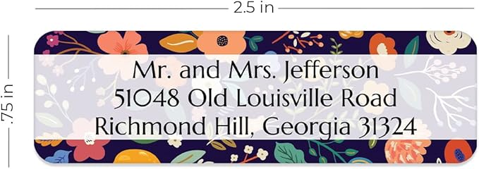 Multicolored Floral Print Rolled Address Labels / 500 Personalized Return Address Labels/Designer Address Stickers in Elegant Plastic Dispenser-DeskLoop Office