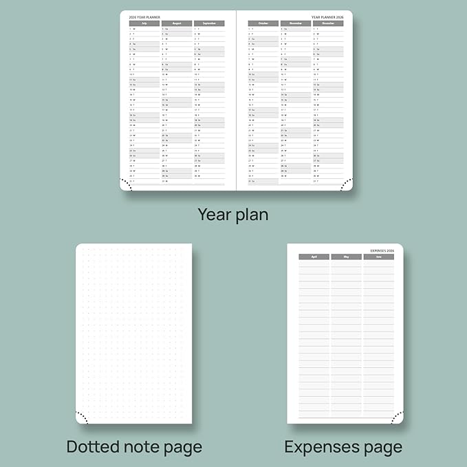 POPRUN Pocket Planner 2025-2026, (Purse Size 4''x 6.25'' Hard Cover) Academic Year Calendar Daily Weekly and Monthly (July 25-June 26) with Hourly Time Slots, 100 GSM Paper - Violet