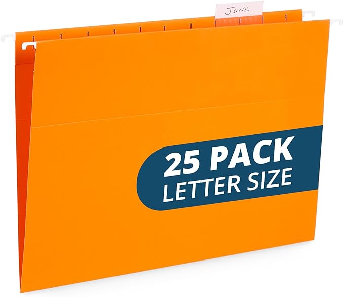 Blue Summit Supplies Hanging File Folders, 25 Reinforced Hang Folders, Designed for Home and Office Color Coded File Organization, Letter Size, Orange, 25 Pack-DeskLoop Office