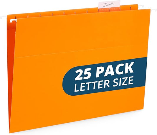 Blue Summit Supplies Hanging File Folders, 25 Reinforced Hang Folders, Designed for Home and Office Color Coded File Organization, Letter Size, Orange, 25 Pack-DeskLoop Office