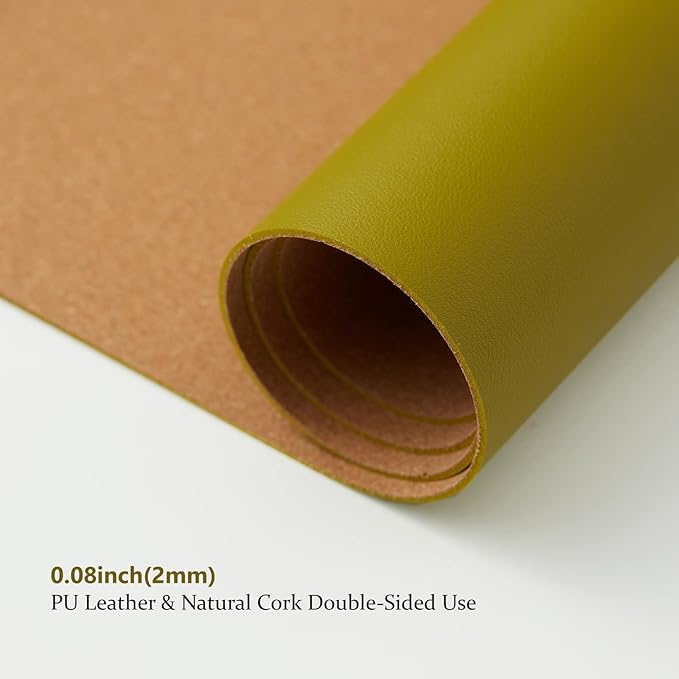 Cork Desk Mat - Dual-Sided Desk Pad for Office and Home - Desk Organization and Accessories - Ideal for Large Mouse Pad and Desk Mats on Top of Desks(Olive Green,80cmx 40cm)-DeskLoop Office