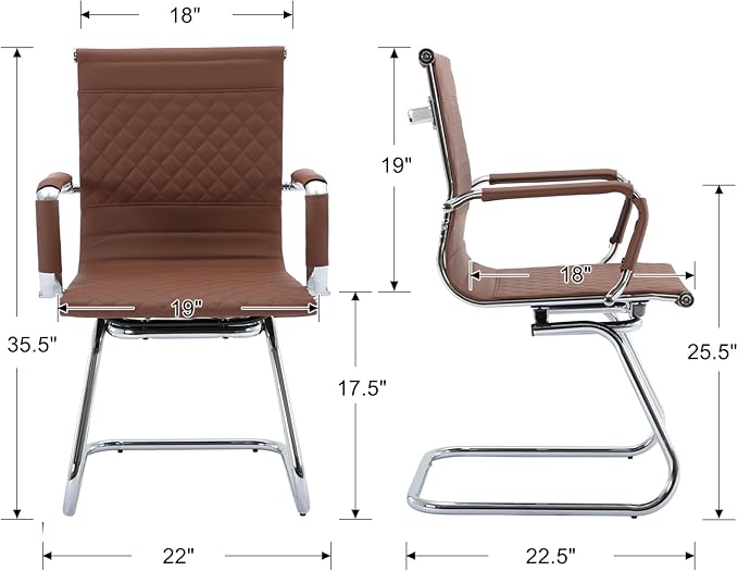 Office Guest Chairs - Reception & Waiting Room Set of 8 with Mid Back, Modern PU Leather Desk Chairs-DeskLoop Office
