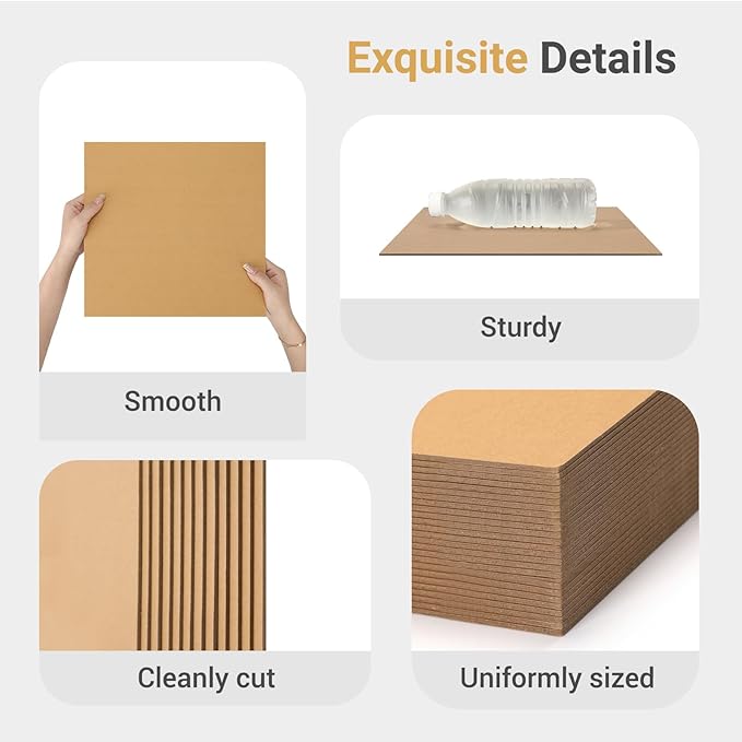 25 Pcs Book Board, Binder Board, Cover Board, Heavy Duty Chipboard for Book Binding, DIY Cardboard (Brown, 12 x 12 Inch 80PT)-DeskLoop Office