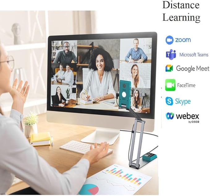 IRIScan Visualizer Webcam Document Camera v7:4K UltraHD-13MP,4in1,Free Readiris PDF OCR,visualizer,Scanner A3,Portable Scanner,Web Conferencing,Distance Learning,AI Micro,Led,USB,WinMac-DeskLoop Office