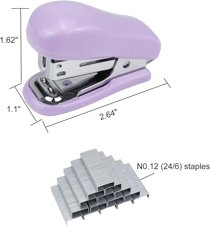 Mini Desktop Stapler Set,20 Sheet Capacity,Includes Built-in Staple Remover and 750PCS No.12 Staples,Small Cute Stapler for Office and School Supplies (Purple)-DeskLoop Office