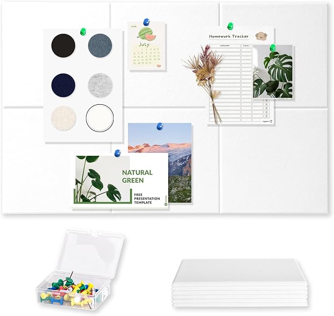 Large Cork Board for Wall with Pins, 36" x 24" Bulletin Board Self-Adhesive Pin Board | Customized 6 Packs Felt Tiles for Office Home Wall Decor, White-DeskLoop Office