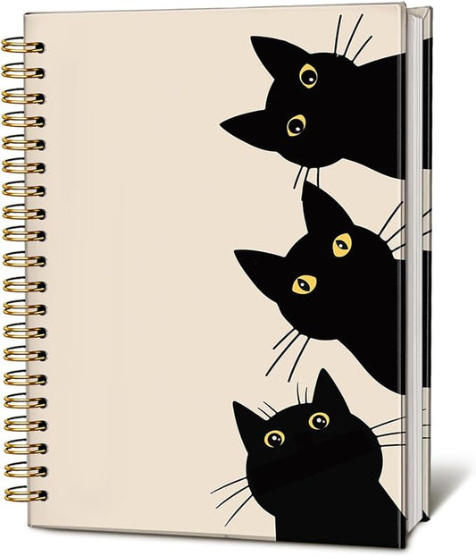 Funny Cat Notebook Journal, Funny Peeking Spiral Notebook, Cat Lover Gifts for Women Men, Black Cat Gifts for Girls, Cat Notepad for School Supplies, Office Supplies 5.5x8.3 Inch-DeskLoop Office