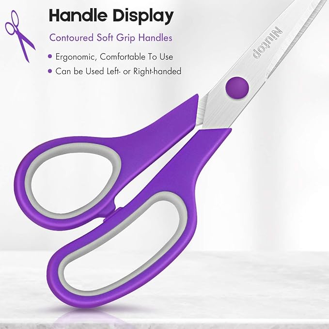 Scissors Bulk Set of 50-Pack, Niutop 8" Multipurpose Sharp Sewing Craft Fabric Scissors for Office Home High/Middle School Student Office Teacher Art Supplies, Soft Comfort-Grip Right/Left Handles-DeskLoop Office