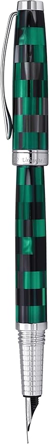 Xezo Urbanite II Fountain Pen, Fine Nib. Ocean Teal and Black Color with Chrome Plating. Handcrafted, Limited Edition, Serialized-DeskLoop Office