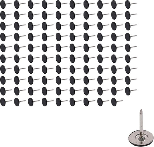 100Pcs Flat Head Upholstery Tacks Home Furniture Decor Tack Upholstery Nails Flat Push Pins Flats Thumb Tacks Black (11mmx17mm)-DeskLoop Office