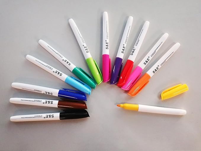 S & E TEACHER'S EDITION 24 Pcs Dry Erase Markers, 12 Assorted Colors with Low-Odor Ink, Fine Tips Whiteboard Markers, for School, Office, Home-DeskLoop Office