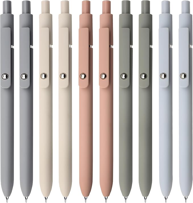 Gel Pens, 10Pcs 0.5mm Black Ink Pens Fine Point Smooth Writing Pens, High-End Series Retractable Pens for Journaling Note Taking, Cute Office School Supplies Gifts for Women (10 Pcs Morandi)-DeskLoop Office