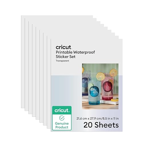 Cricut Printable Waterproof Sticker Set, 20 Transparent Sheets (8.5" x 11") - Compatible with Inkjet Printers - For Joy Xtra, Explore, & Maker Machines-DeskLoop Office