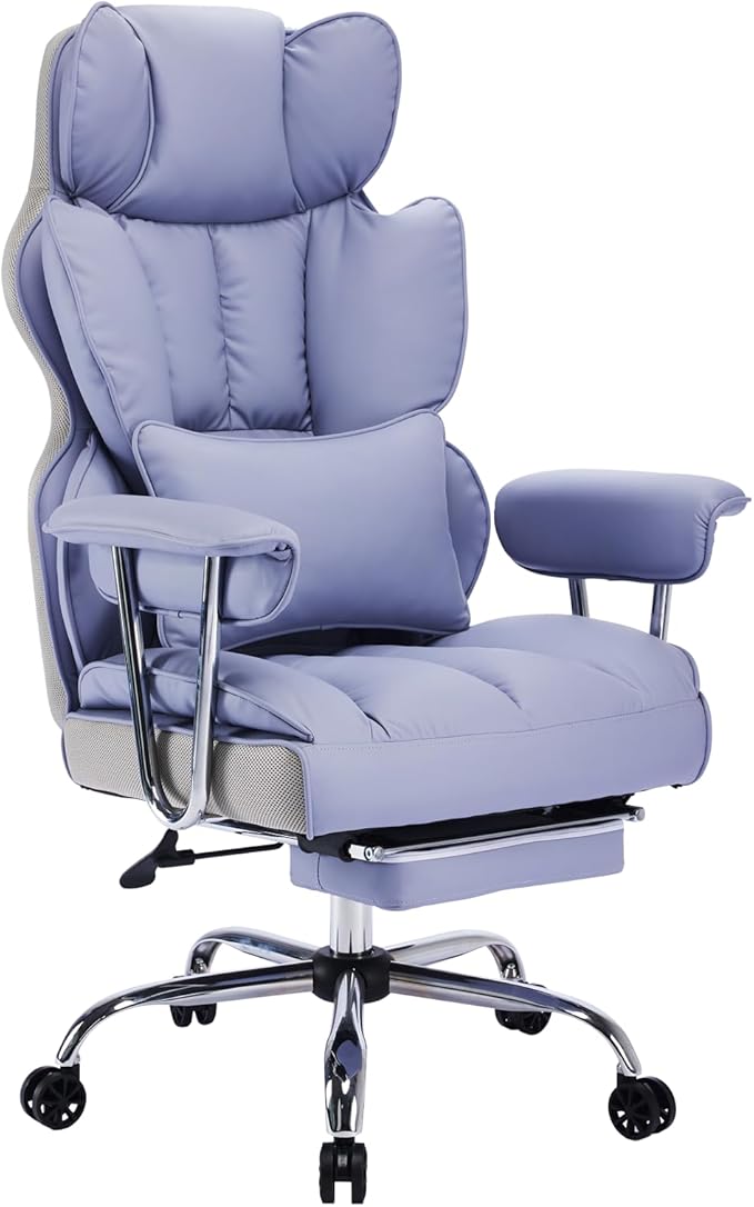 Efomao Big and Tall Office Chair 400LBS, Heavy Duty Executive Office Chair with Foot Rest, Home Office Desk Chairs, Purple Big Tall Computer Chairs-DeskLoop Office