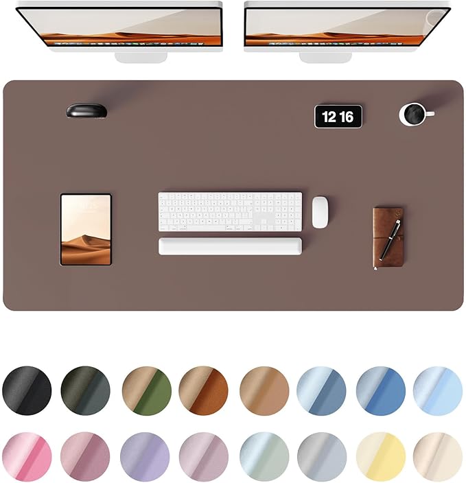 YSAGi Leather Desk Protector, Office Mat, Large Mouse Mat, Non-Slip PU Leather Blotter, Laptop Desk, Waterproof Writing Pad for Office and Home (Chocolate, 47.2" x 23.6")-DeskLoop Office