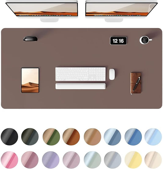 YSAGi Leather Desk Protector, Office Mat, Large Mouse Mat, Non-Slip PU Leather Blotter, Laptop Desk, Waterproof Writing Pad for Office and Home (Chocolate, 47.2" x 23.6")-DeskLoop Office