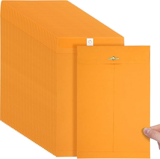 Teling 50 Pcs Manilla Envelopes Clasp Kraft Catalog with Closure for Storing Mailing 28 lb Kraft Envelope Paper for Office Document School Business Home(Yellow,7 * 10)-DeskLoop Office