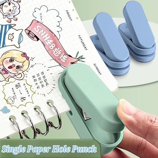 Magnoloran 2 Pack Single Hole Punch, 1/4 inch Mini Small Hole Puncher Heavy Duty Paper Hole Puncher Small Hole Punch One Hole Puncher for Crafts Paper Cards Tags Scrapbook-Blue&Green-DeskLoop Office