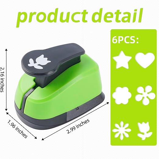Heart Punch, Flower Hole Punches, Flower Punch, Flowers Paper Punches, 1 inch Hole Puncher for Crafts, 6PCS Flowers Shape Hole Puncher, Heart PaperPunch, Star HolePunch for Scrapbooking-DeskLoop Office