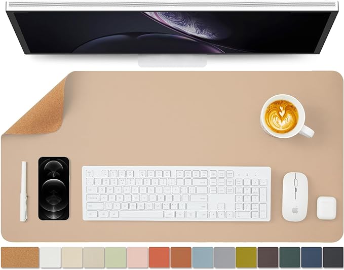 Cork Apricot Desk Mat - Dual-Sided Desk Pad for Office and Home - Desk Organization and Accessories - Ideal for Large Mouse Pad and Desk Mats on Top of Desks(31.5"x 15.7")-DeskLoop Office