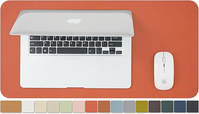 Compact Cork Desk Mat - Small Dual-Sided Desk Pad for Office and Home - Desk Organization and Accessories - Ideal for Large Mouse Pad and Small Desk Mats on Top of Desks(Orange,23.6"x 11.8")-DeskLoop Office