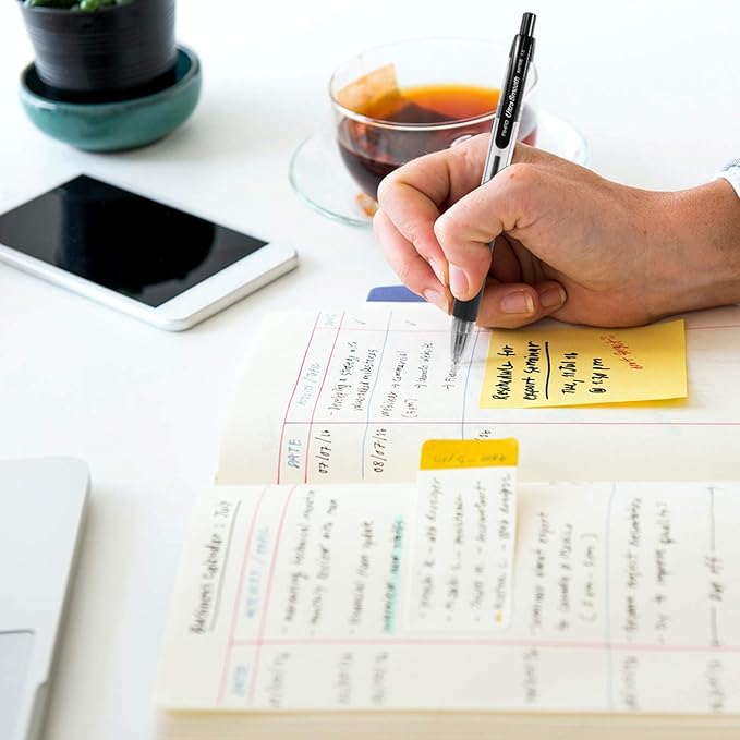 AIHAO Retractable Black Ballpoint Pen for Smooth Writing, Medium Point (1.0mm), Pack of 24, No Bleed Click Pens with Comfort Grip, Idea for Journaling, Planner, Note Taking-DeskLoop Office