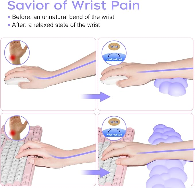 JIKIOU Upgrade Leather Cloud Keyboard Wrist Rest, Cloud Wrist Rest - Image 7