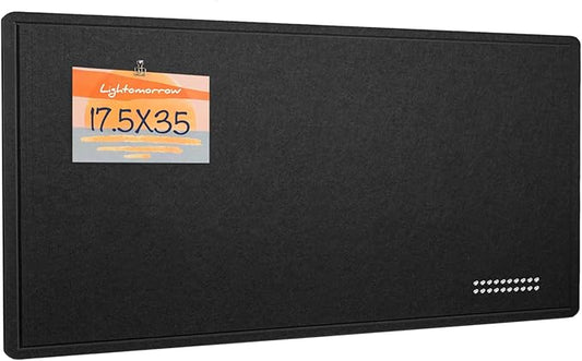 Bulletin Board, 35 x 17 1/2 inches Felt Board - Decorative Pin Board, Cork Board Alternative for Wall, Foldable Picture Board Self-Adhesive Vision Board Prayer Board with 20 Pushpins Black-DeskLoop Office
