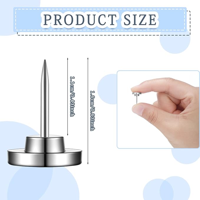 30 Pieces Push Pins, Metal Thumb Tacks for Picture Photo Hanging, Wall Pins for Board Posters Bulletin Maps, Wall Tack for Office Home Decorative-DeskLoop Office