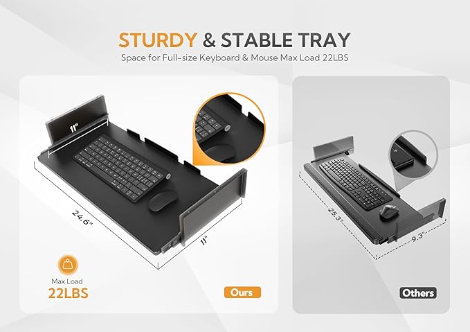Claiks Standing Desk with Keyboard Tray, Standing Desk Adjustable Height, Raising Desks for Home Office and Computer Workstation, 48 Inches, Black-DeskLoop Office