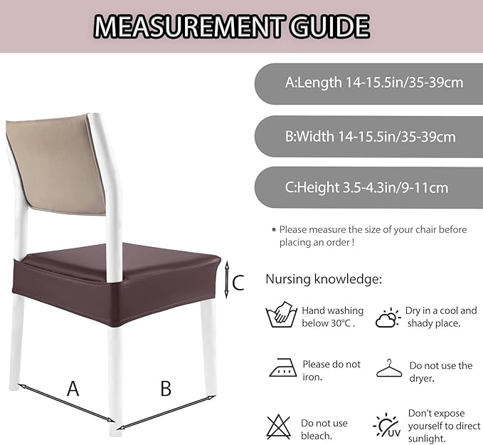 CWK Waterproof PU Leather Dining Chair Covers Set of 1-Stretchable Chair Seat Slipcovers, Removable & Washable Protector for Dining Room,Home,Office,Wedding,Rear Covers (PU-Coffee)-DeskLoop Office
