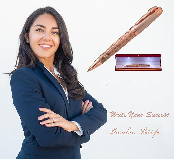 S&R Somit Fancy Pen with Gift Box - Luxury Pen for Women ā Valuable Business, Office, Executive Gift for Family & Friends ā Special Engraving & Led Decorative Box (GOLDEN ROSE)
