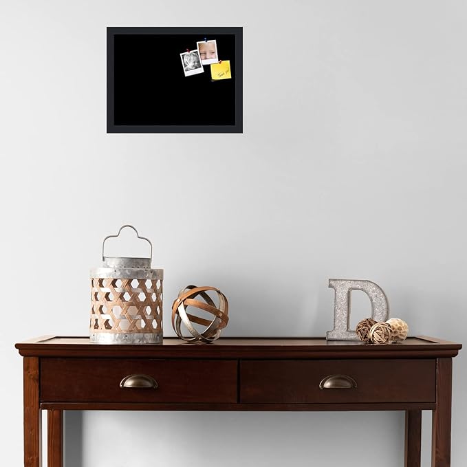 PinPix 16x12 Inch Cork Bulletin Board. This Decorative Framed Pin Board Comes with Solid Black Design and a Satin Black Frame. Ideal for Home Office Decor or Message Board (PinPix-622)-DeskLoop Office