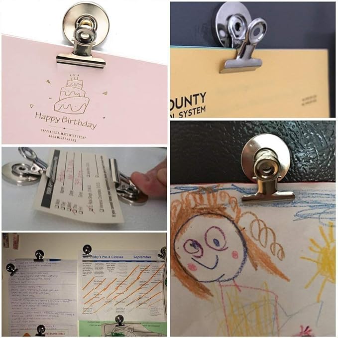 Grtard 60pack Magnetic Clips Heavy Duty, Silver Magnet Clips for Fridge, Refrigerator Magnets, Strong Magnetic Clip,Scratch Free Magnets with Clip for Refrigerator, Whiteboard, Classroom, Locker-DeskLoop Office