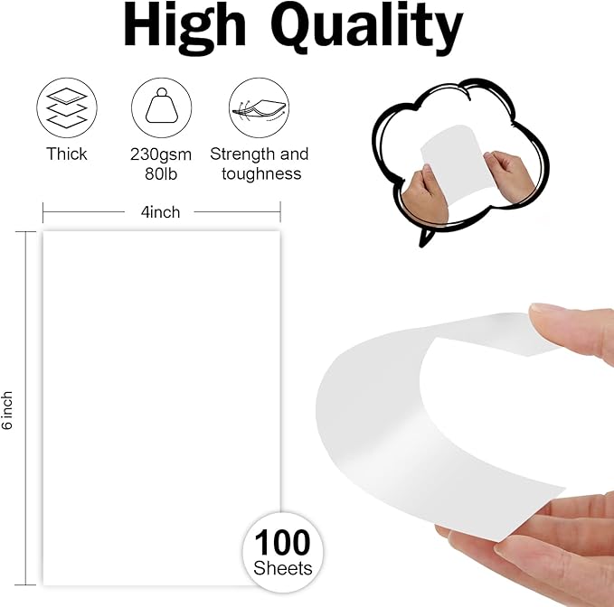 100 Pack White Blank Index Cards 4x6 Thick Paper, Goefun 80lb Heavyweight CardStock Unlined Notecards for Post Cards, Photo Paper, Recipe Cards-DeskLoop Office