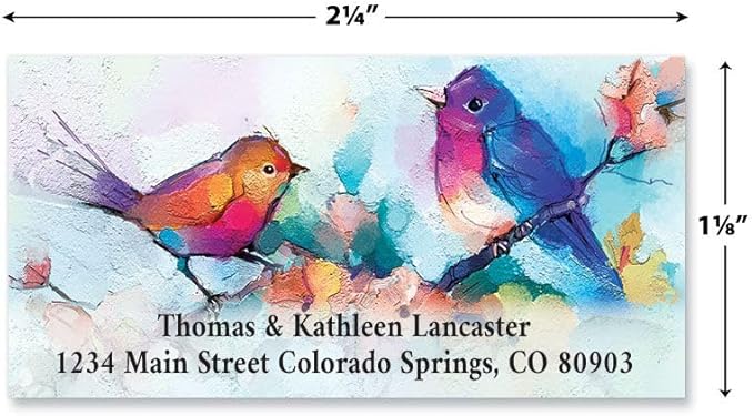 Colorful Images Colorful Wings Birds Deluxe Personalized Return Address Labels - Set of 144, Self-Adhesive Stickers, 1 1/8" x 2 1/4"-DeskLoop Office