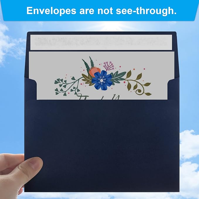 50 Pack 5x7 Envelopes - Self Seal for Invitations, Weddings, Photos & Greeting Cards (Navy Blue)-DeskLoop Office