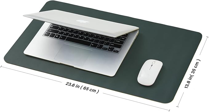 Cork Desk Mat - Small Dual-Sided Desk Pad for Office and Home - Desk Organization and Accessories - Ideal for Large Mouse Pad and Small Desk Mats on Top of Desks(Dark Green,23.6"x 13.8")-DeskLoop Office