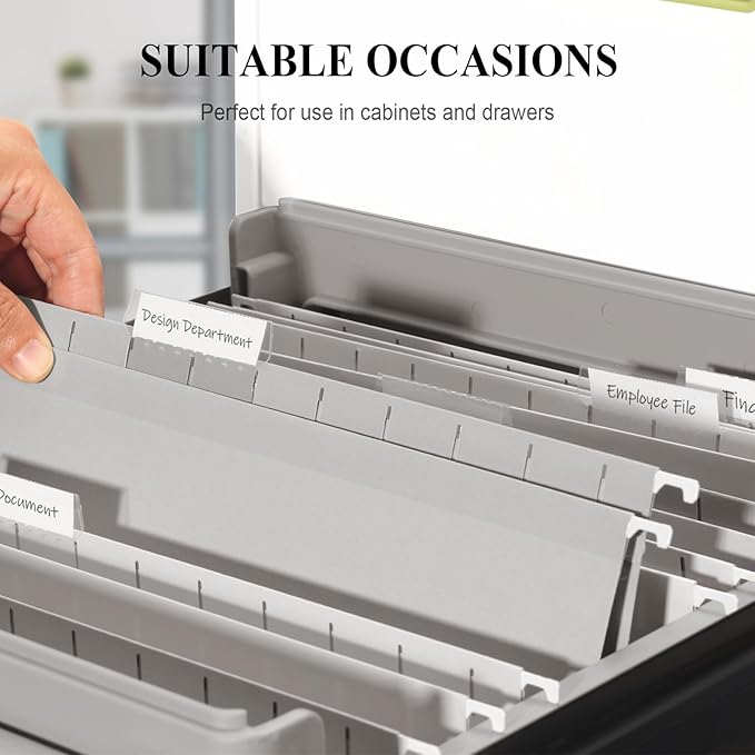 ViVin Hanging File Folders, 1/5-Cut Adjustable Tabs with 24 Per Box, 1 Inch Expansion, 24 Pack Letter Size Hanging File Folders, Designed for Office Home School Filing Cabinet(Gray)-DeskLoop Office