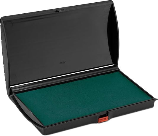 Large Premium Green Ink Stamp Pad - 3" by 6" - Quality Felt Pad - Case with Closing snap-DeskLoop Office