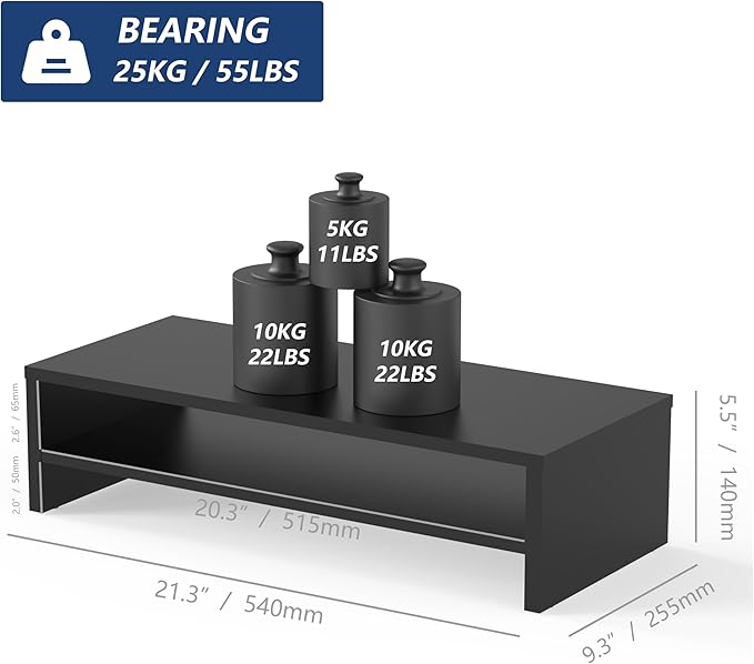 FITUEYES Monitor Stand - 2 Tier Computer Monitor Riser with 21.3 Inch Shelf, Wood Desktop Stand for Laptop Computer Screen, Desk Organization, Office Supplies-DeskLoop Office