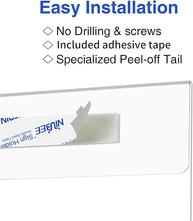 Niubee 6 Pack Acrylic Sign Holder 11 x 17 inches Wall Mount Sign Holders Clear Acrylic Frame with Double Sided Tape Clear Poster Frames Plastic Sign Holder for Office, Home, Restaurant, Vertical-DeskLoop Office